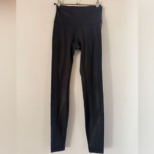 Lululemon Black High-Waisted Leggings - leather foil - size 4